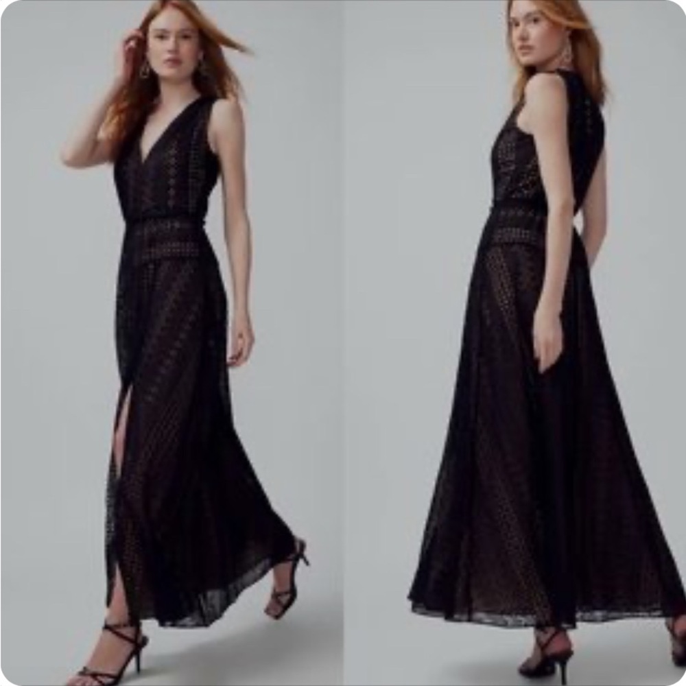 WHBM Black Eyelet Maxi with Slit size 14